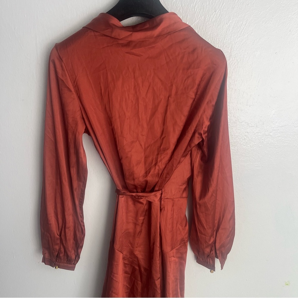 Club L London mini satin wrap dress in copper NWT US size 8 - Picture 9 of 12